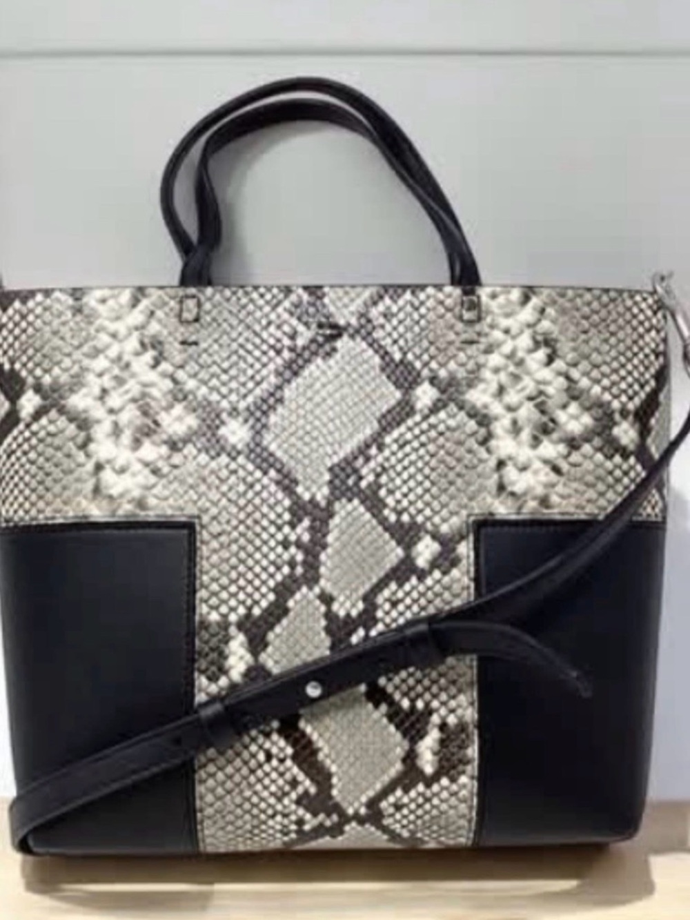 Tory burch Python-Print Black & Cream Tote Bag - Women